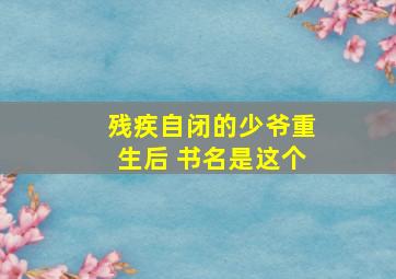 残疾自闭的少爷重生后 书名是这个